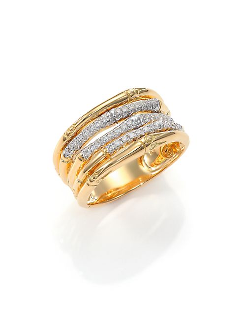 John Hardy - Bamboo Diamond & 18K Yellow Gold Ring