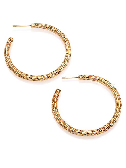 John Hardy - Classic Chain Medium 18K Yellow Gold Hoop Earrings/1.4