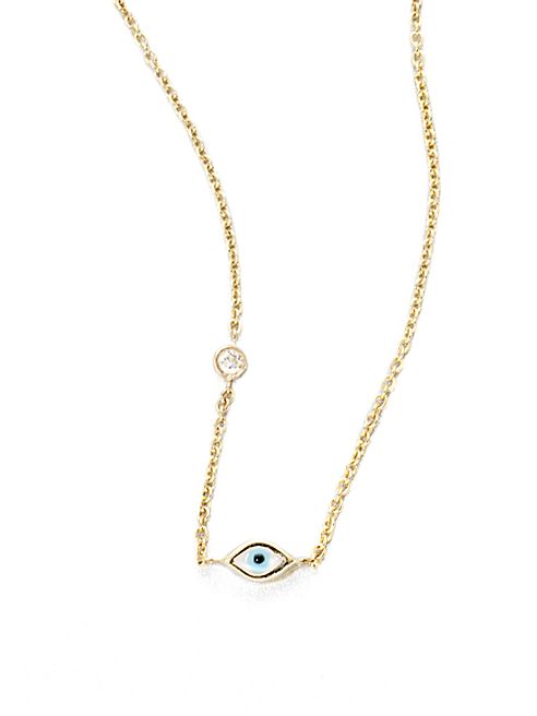 Sydney Evan - Evil Eye Diamond & 14K Yellow Gold Pendant Necklace