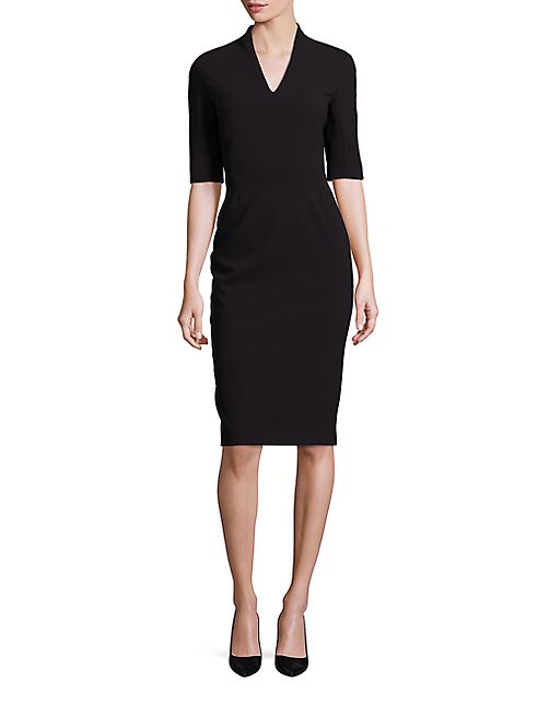 Escada - Elbow-Sleeve V-Neck Sheath Dress