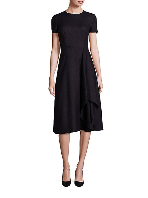 Escada - Tweed Drape-Front A-Line Dress