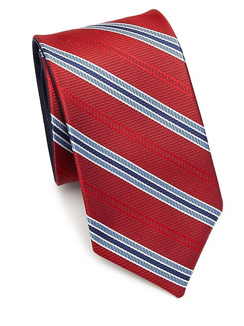 Saks Fifth Avenue Collection - Double Face Stripe Silk Tie