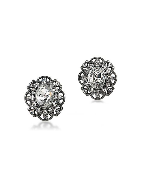 ABS by Allen Schwartz Jewelry - Black Magic Crystal Openwork Stud Earrings