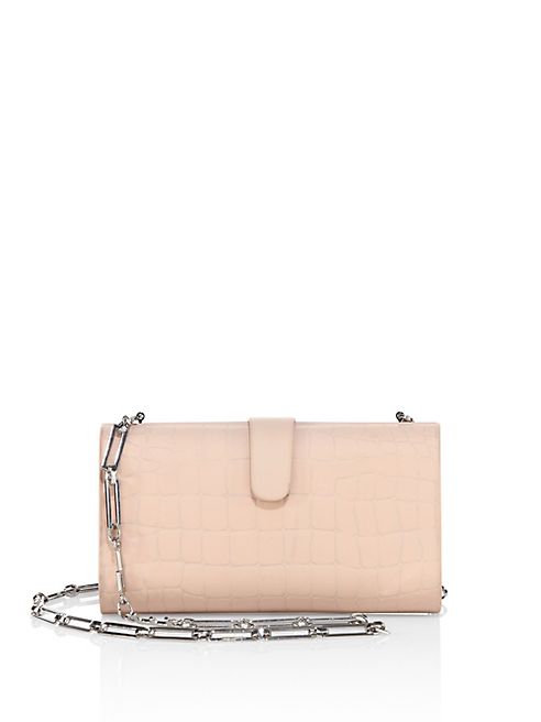 Edie Parker - Rebekah Matte Croc-Embossed Chain Crossbody Bag