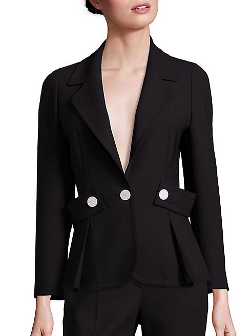 Escada - Button-Detail Belted Wool Jacket