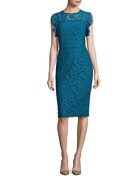 Escada - Ruffle-Sleeve Lace Dress