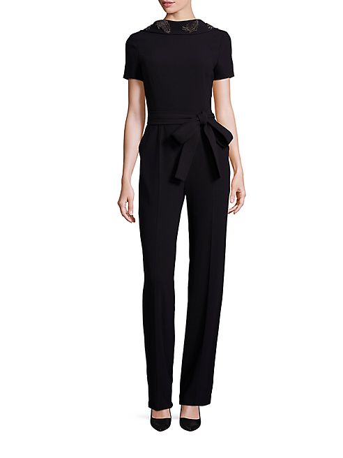 Escada - Embellished Drape-Back Jumpsuit