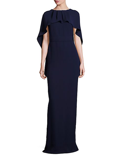 Escada - Silk Cape Shoulder Gown