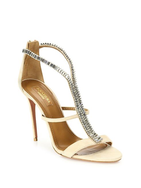 Aquazzura - Constance Crystal-Embellished Suede Sandals