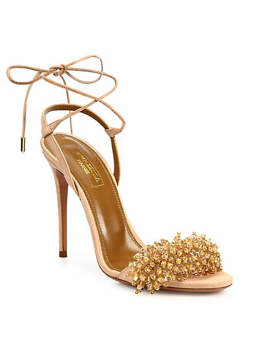 Aquazzura - Monaco Crystal & Suede Sandals