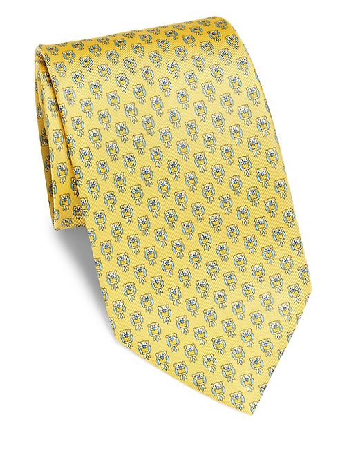 Salvatore Ferragamo - Giallo Owl Pattern Silk Tie