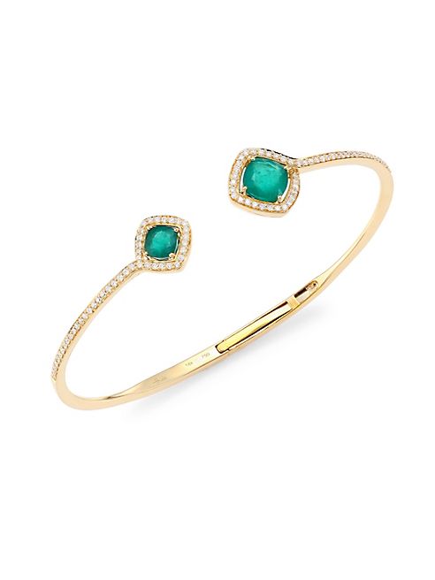 Hueb - Spectrum Diamond, Emerald & 18K Yellow Gold Open Bangle