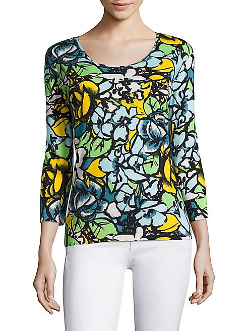 Escada - Cotton Floral-Print Pullover