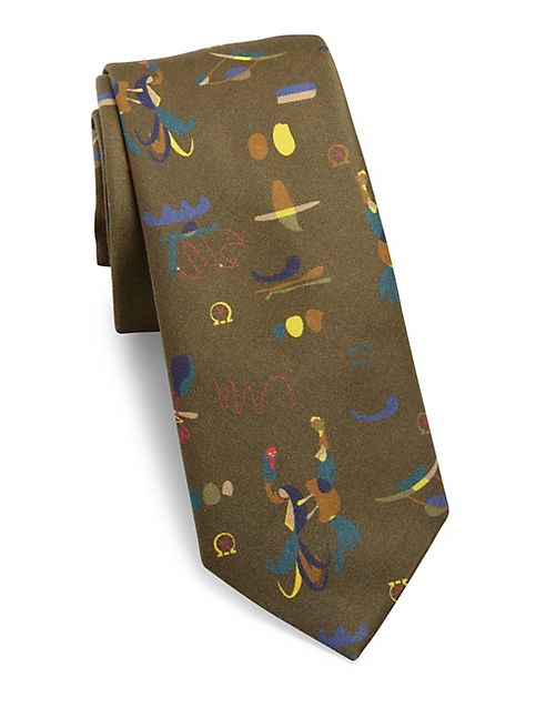 Salvatore Ferragamo - Olive Artist Design Tie