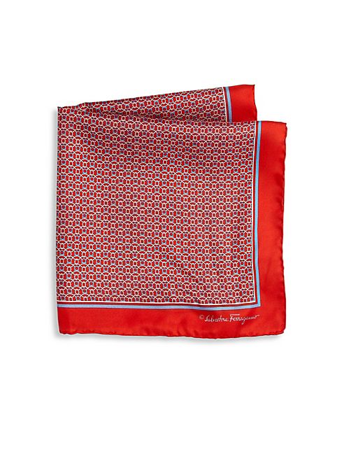 Salvatore Ferragamo - Rope Gancini Printed Silk Pocket Square