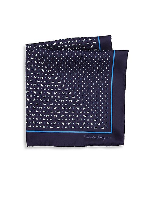 Salvatore Ferragamo - Dog Pattern Silk Pocket Square