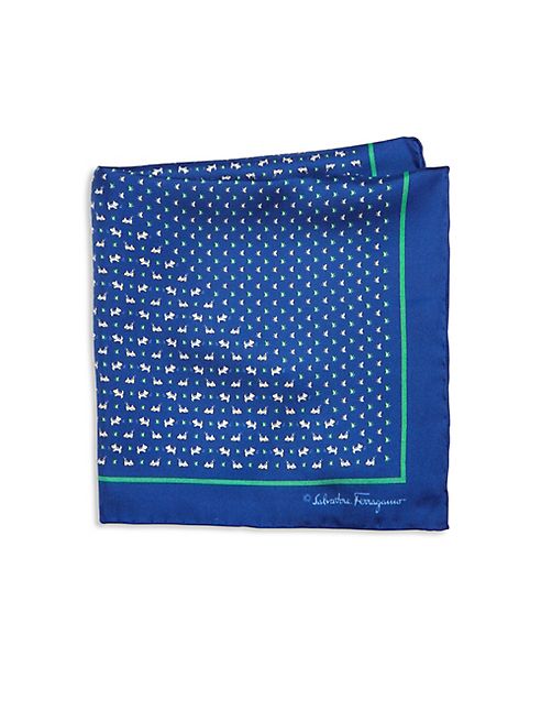 Salvatore Ferragamo - Dog Printed Silk Pocket Square