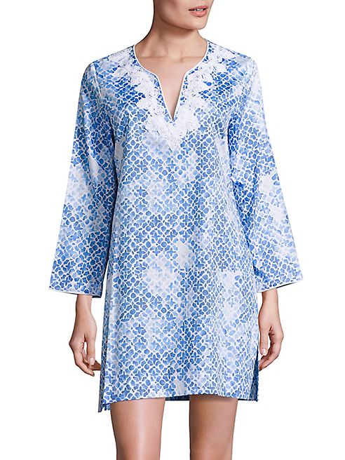 Oscar de la Renta Sleepwear - Printed Cotton Sateen Sleepshirt