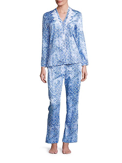 Oscar de la Renta Sleepwear - Printed Cotton Sateen Pajama Set