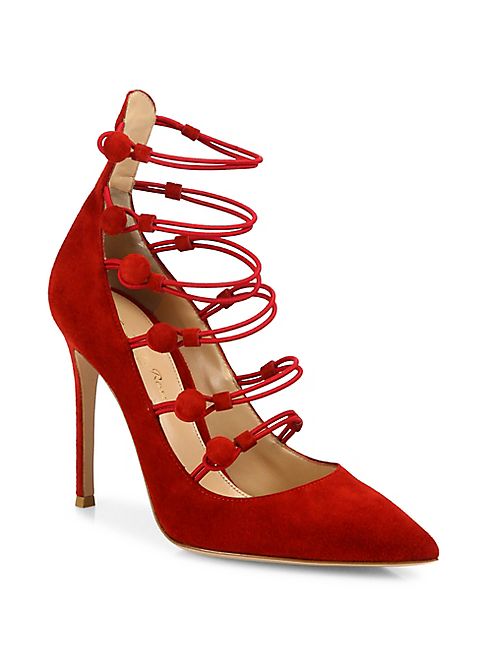 Gianvito Rossi - Suede Button-Strap Point Toe Pump