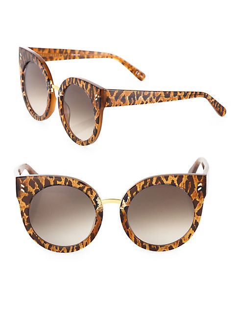 Stella McCartney - 51MM Leopard-Print Rounded Cat Eye Sunglasses