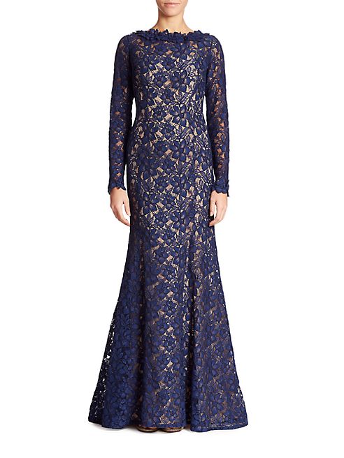 Oscar de la Renta - Long-Sleeve Lace Gown