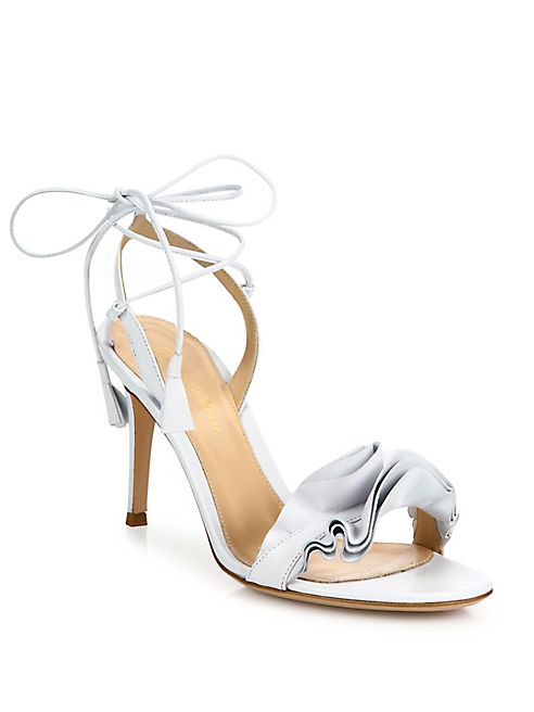 Gianvito Rossi - Ruffle Leather Ankle-Wrap Sandals