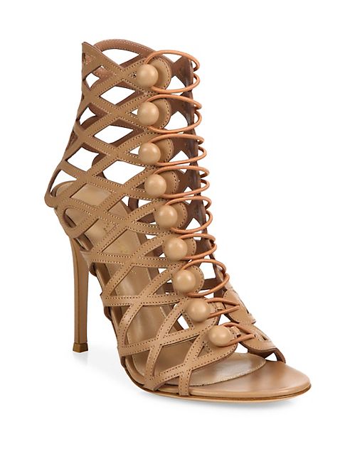 Gianvito Rossi - Cutout Leather Button-Strap Sandals