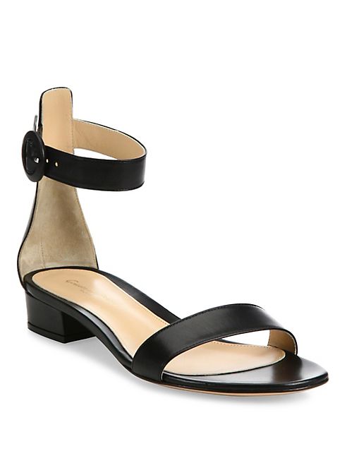 Gianvito Rossi - Leather Ankle-Strap Flat Sandals