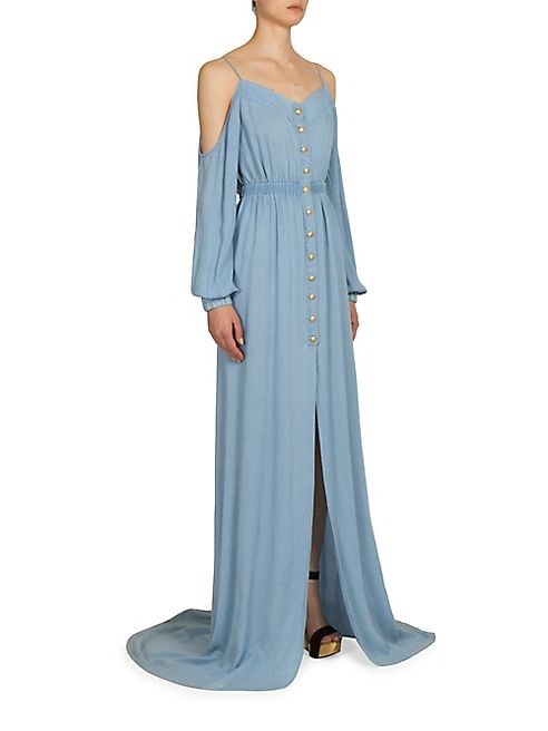 Balmain - Cold-Shoulder Maxi Dress