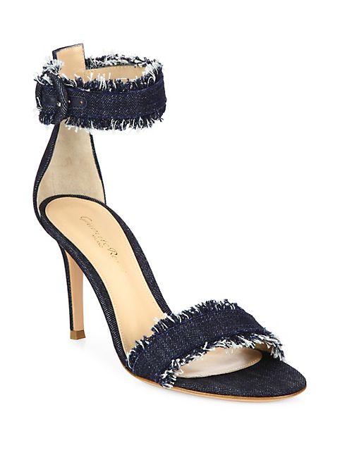 Gianvito Rossi - Frayed Denim Ankle-Strap Sandals