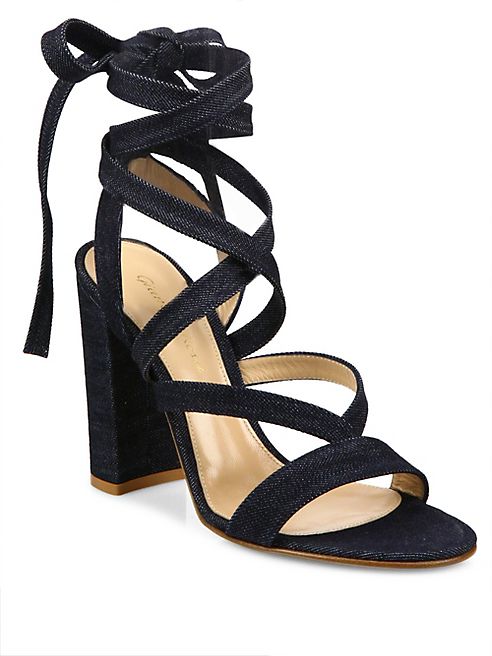 Gianvito Rossi - Denim Lace-Up Gladiator Sandals