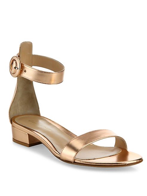 Gianvito Rossi - Metallic Leather Ankle-Strap Sandals