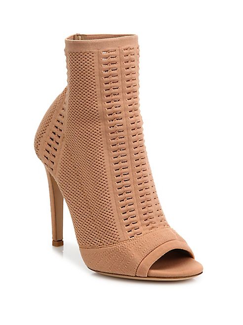 Gianvito Rossi - Vires Knit Peep Toe Booties