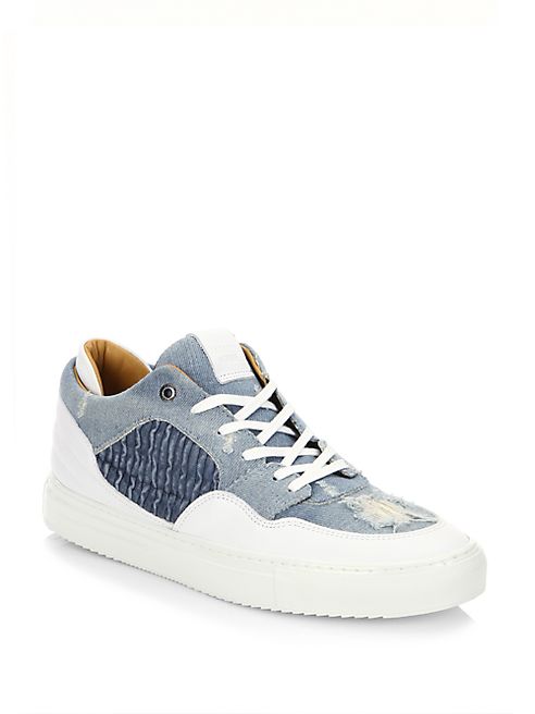 ANDROID HOMME - Omega Low Denim & Leather Sneakers