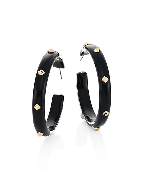 Alexis Bittar - Golden Studded Lucite Hoop Earrings/2