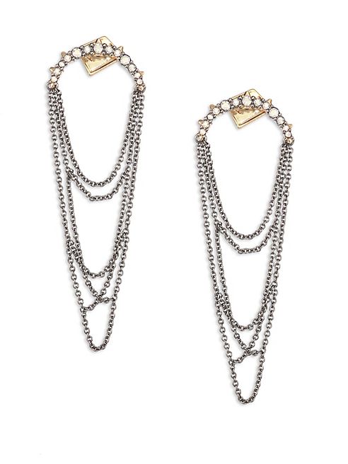 Alexis Bittar - Crystal-Encrusted Draped Fringe Drop Earrings