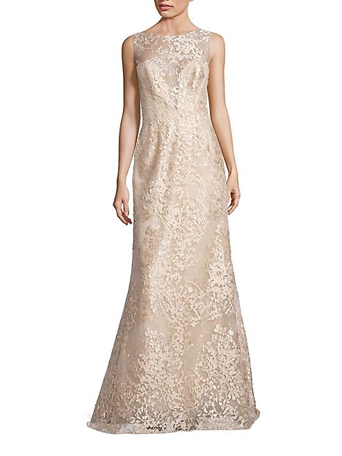 Liancarlo - Embroidered Sleeveless Bateau Gown