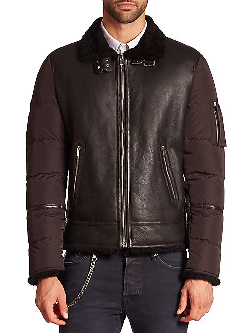 The Kooples - Long Sleeve Leather Puffer Jacket