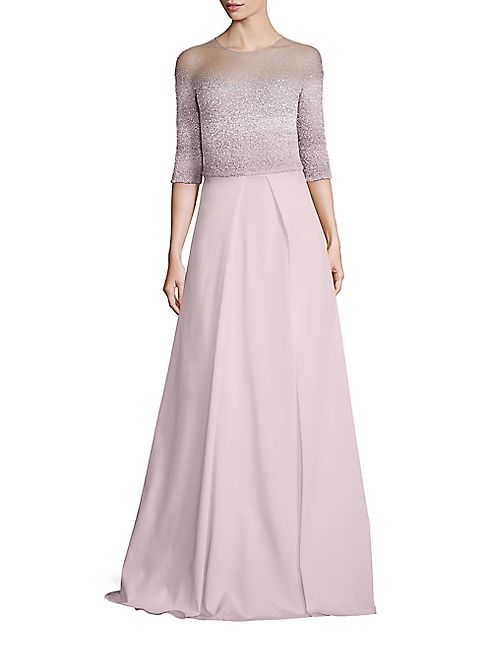 Pamella Roland - Ombre Embellished A-Line Gown