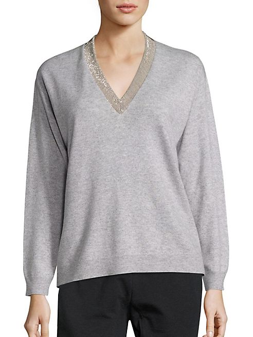 Brunello Cucinelli - Embellished Cashmere Top