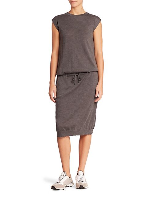 Brunello Cucinelli - Cashmere-Silk Drawstring Drop-Waist Dress