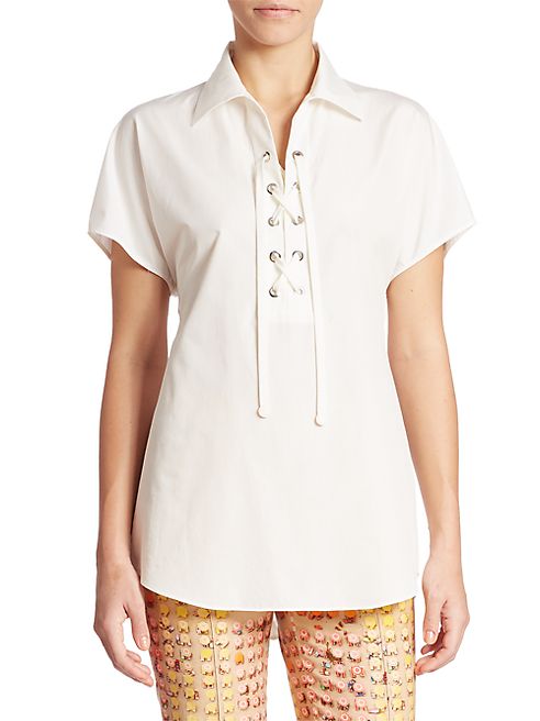 Akris punto - Cotton Lace Up Top