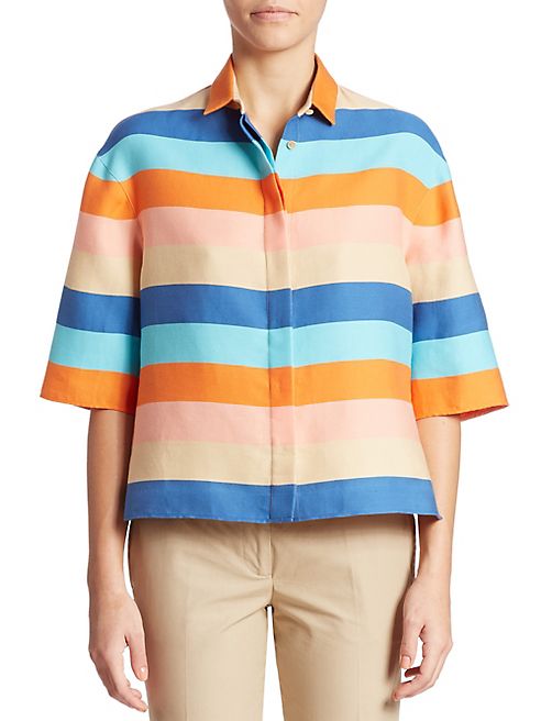 Akris punto - Striped Silk-Blend Top