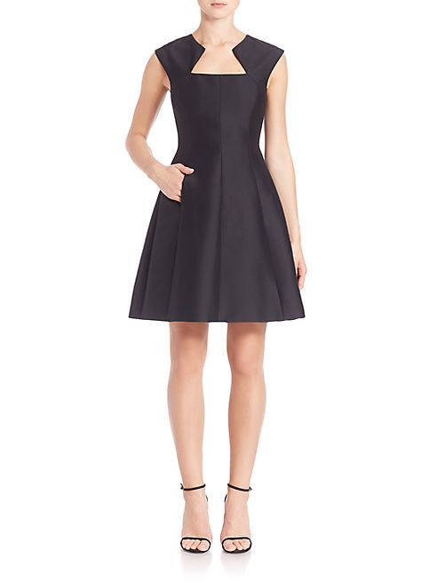 Halston Heritage - Geometric Neck Structured Dress