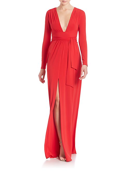 Halston Heritage - Jersey Tie-Waist Gown