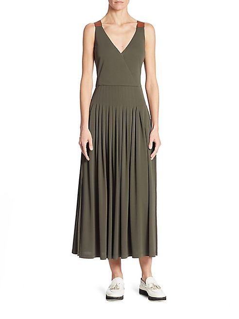 Akris punto - Pleated V-Neck Maxi Dress