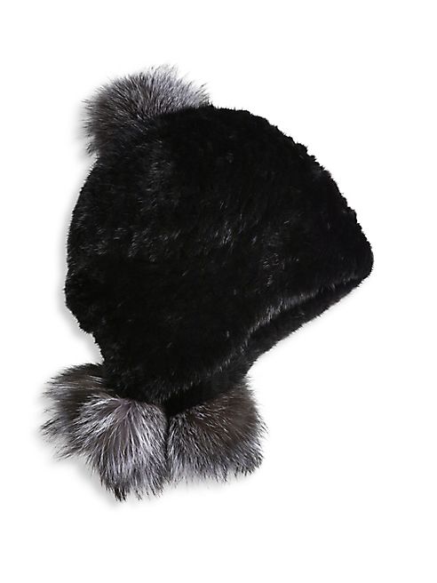 Surell - Mink & Fox Fur Pom-Pom Helmet