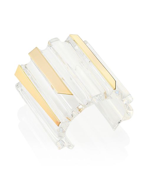 Alexis Bittar - Studded Corrugated Lucite & 18K Yellow Gold Cuff Bracelet