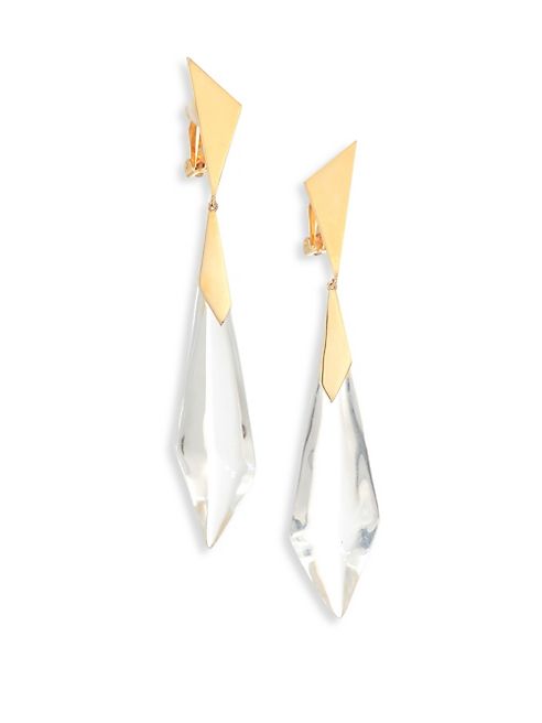 Alexis Bittar - Studded Faceted Lucite Dangling Clip-On Earrings